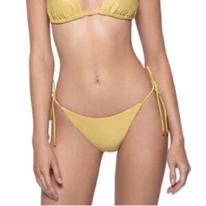 PQ Swim Metallic Gold String Tie Teeney Bikini Bottom NWT Medium
